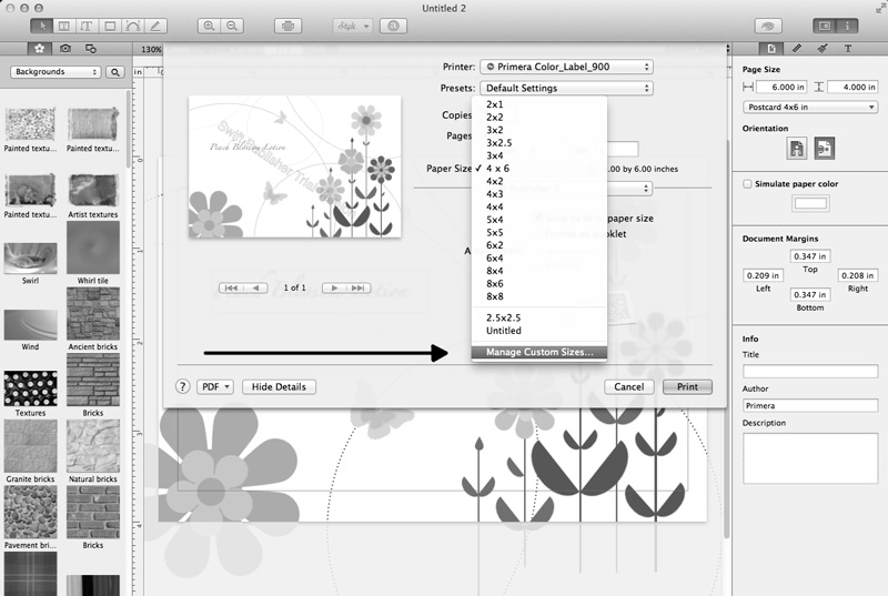 paper size drop down