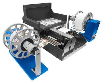 RW-8 label winder with LX910e open