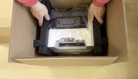 packing the Label Printer LX610e with the original Foam